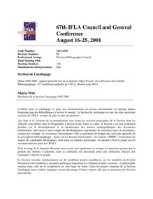 Rapport - Section de Catalogage - 67th IFLA Council and General ...
