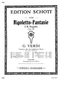Partition de violon, Fantaisie sur des motifs de l opéra  Rigoletto , Op.118