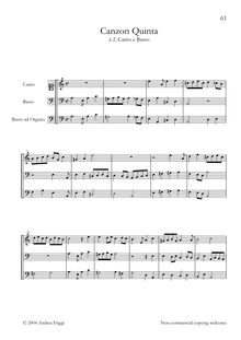 Partition complète, Canzon Quinta à , Canto e Basso, Frescobaldi, Girolamo