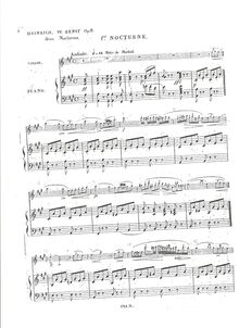 Partition , Nocturne en A major, nocturnes pour violon et Piano, Op.8