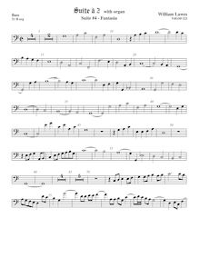 Partition viole de basse, basse clef,  No. 4 pour two violes de gambe et orgue