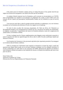 Plan départemental de formation de l Ariège 1er degré
