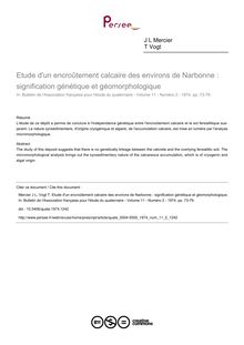 Etude d un encroûtement calcaire des environs de Narbonne : signification génétique et géomorphologique - article ; n°2 ; vol.11, pg 73-79