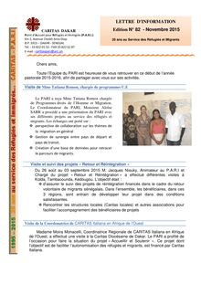 Lettre d'information du Point d'Accueil pour les Réfugiés et Immigrés (PARI)