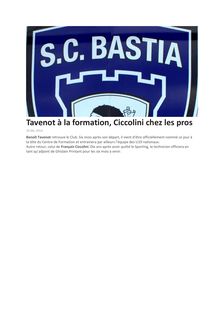 SC Bastia : Tavenot à la formation, Ciccolini chez les pros