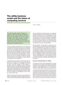 The utility business model and the future of computing services