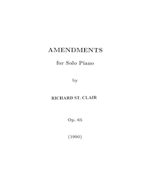 Partition complète, Amendments pour Solo Piano, St. Clair, Richard