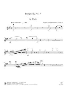 Partition flûte 1, Symphony No.7, A major, Beethoven, Ludwig van