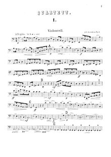Partition violoncelle, corde quatuor en A minor, Op.1, Svendsen, Johan par Johan Svendsen