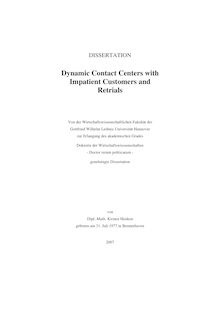 Dynamic contact centers with impatient customers and retrials [Elektronische Ressource] / von Kirsten Henken