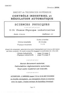 Physique Chimie 2006 BTS Contrôle industriel et régulation automatique