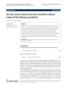 On the shear stress function and the critical value of the Blasius problem