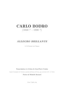 Partition , Allegro brillante, 12 Suonate per organo, Bodro, Carlo