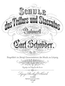 Partition complète, School of Trills et Staccatos pour violoncelle, Op.39