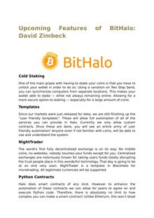 Upcoming Features of BitHalo: David Zimbeck