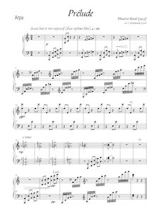 Partition harpe, Prélude, Prelude, Ravel, Maurice