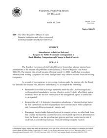 Amendments to Interim Rule and Request for Public Comment on  Regulation Y (Bank Holding Companies and