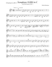 Partition clarinette 1 (B♭), Symphony No.1, C major, Rondeau, Michel