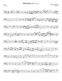 Partition viole de basse, fantaisies pour 4 violes de gambe et orgue par John Jenkins