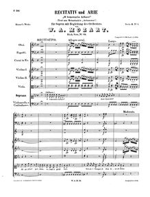 Partition complète, O temerario Arbace, B♭ major, Mozart, Wolfgang Amadeus