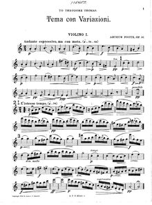 Partition violon 1, corde quatuor, Op.32, E major, Foote, Arthur