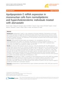 Apolipoprotein E mRNA expression in mononuclear cells from normolipidemic and hypercholesterolemic individuals treated with atorvastatin