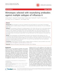 Mimotopes selected with neutralizing antibodies against multiple subtypes of influenza A
