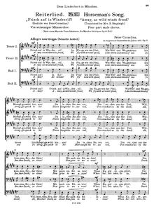 Partition complète, Reiterlied, Op.17, Cornelius, Peter