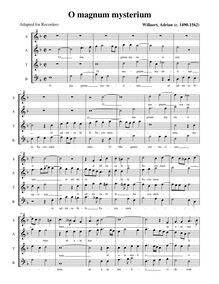 Partition complète (alto notation, SATB  enregistrements), O magnum mysterium