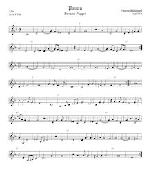 Partition ténor viole de gambe 1, aigu clef, pavanes et Galliards pour 5 violes de gambe par Peter Philips