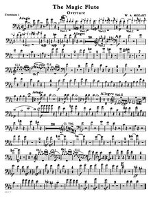 Partition Trombone 1, 2 (basse, alto, ténor clefs), Die Zauberflöte