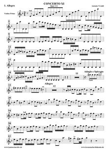 Partition violon 1 concertino, Concerto pour 2 violons et violoncelle en D minor, RV 565