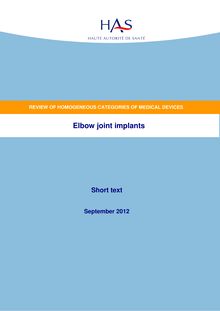 Evaluation des implants articulaires de coude - Short text - Elbow joint implants