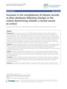 Increases in the completeness of disease records in dairy databases following changes in the criteria determining whether a record counts as correct