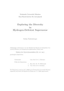 Exploring the diversity in hydrogen-deficient supernovae [Elektronische Ressource] / Stefan Taubenberger