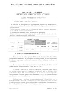 DEPARTEMENT DES ALPES MARITIMES - RAPPORT N° 66 POLITIQUE ...