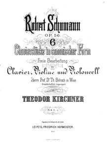 Partition de violon, 6 Studien en kanonischer Form für Orgel oder Pedalklavier par Robert Schumann