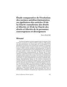 Étude comparative de l’évolution des normes antidiscriminatoires ou égalitaires des articles 15