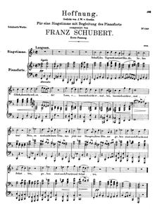 Partition 1st version, Hoffnung, D.295, Hope, Schubert, Franz