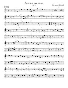Partition viole de gambe aigue 1, Canzon I  La Spiritata , from Canzoni per sonare con ogni sorte di stromenti