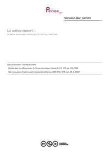 Le cofinancement - article ; n°6 ; vol.29, pg 1043-1050