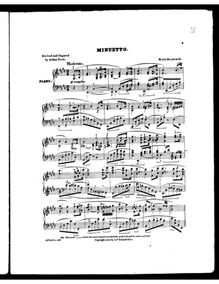 Partition , en tempo di minuetto, 3 Piano pièces, Op.32, Moszkowski, Moritz