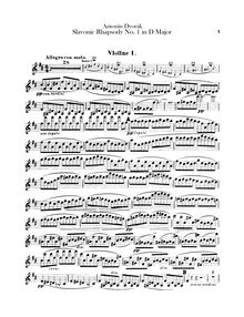 Partition violons I, Slavonic Rhapsodies, Slovanské rapsodie, Dvořák, Antonín
