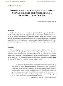 Historiografía de la Arqueología como nueva corriente de interpretación. El siglo XIX en Córdoba