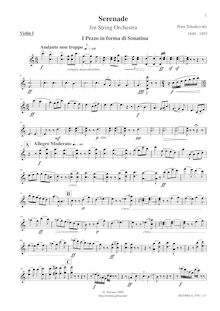 Partition violons I, Serenade pour corde orchestre, Серенада для струнного оркестра (Serenade dlya strunnogo orkestra), Serenade for Strings