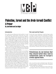 Palestine, Israel and the Arab-Israeli Conflict