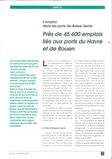 L'emploi dans les ports de Basse-Seine : Près de 45 600 emplois liés aux ports du Havre et de Rouen