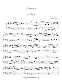 Partition , Lesson en D major, A Collection of leçons pour pour clavecin