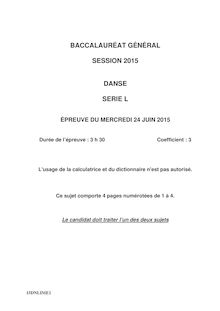 Sujet BAC 2015 - Série L - option Danse 