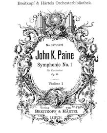 Partition violons I, Symphony No.1, Op.23, C minor, Paine, John Knowles